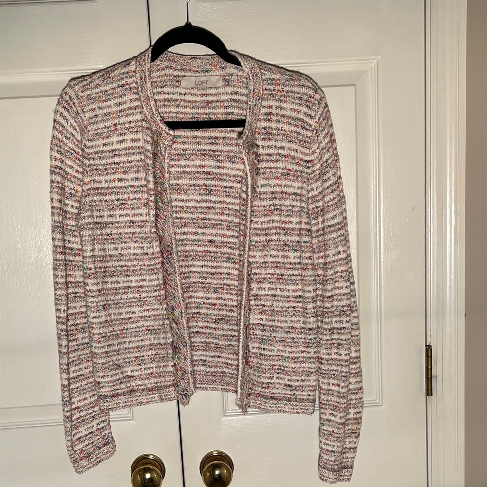 LOFT Women's Multicolor Open-Front Cardigan